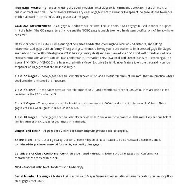 Meyer - MG5-25MP Plug Gauge Sets 12.70mm to 15.87mm - Class "X" - 25 Piece - .0025mm Increments - Plus tolerance, (Metric) .001mm