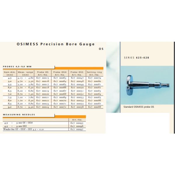 Schwenk OSIMESS 62700302 Split Ball Bore Gauge Sets Nominal range 8-12mm effective range 7.7-12.5mm number of probes 6, Indicator not included