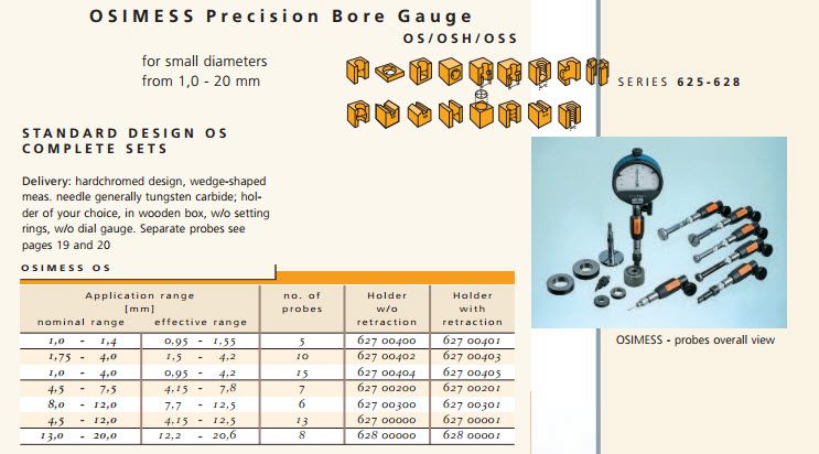 Schwenk OSIMESS 62700302 Split Ball Bore Gauge Sets Nominal range 8-12mm effective range 7.7-12.5mm number of probes 6, Indicator not included