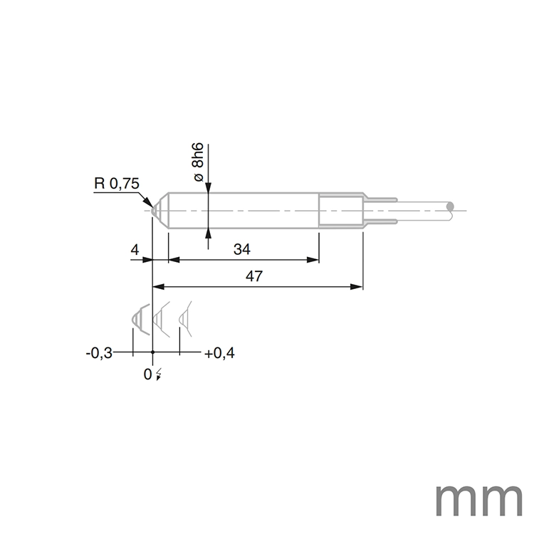 TESA 03230001 GT41 Probe Miniature ± 0.3mm 0.63N