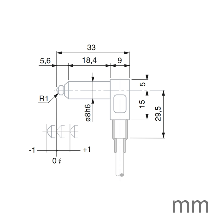 TESA 03230017 GT44 Probe Miniature ± 1mm 0.4N