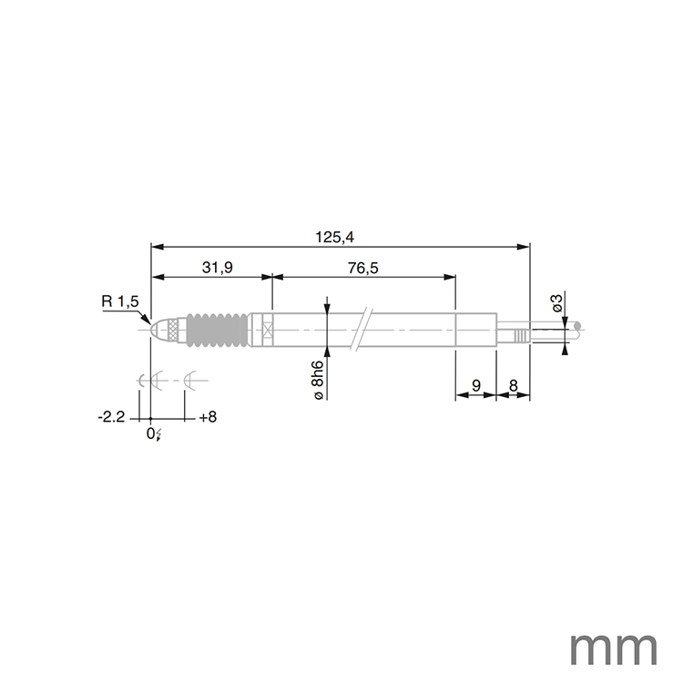 TESA 03230061 GT272 Probe Pneumatic ± 2mm 1N