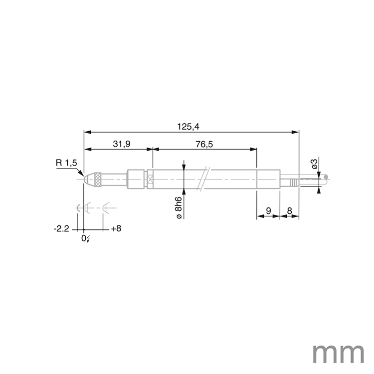 TESA 03230068 GT272-A Probe Pneumatic ± 2mm 0.85N