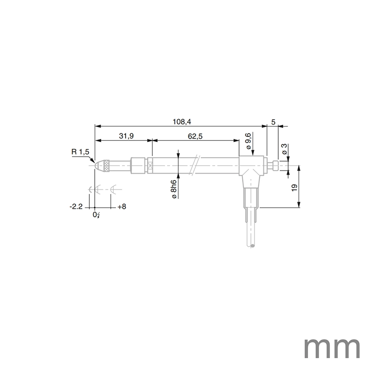 TESA 03230069 GT282-A Probe Pneumatic ± 2mm 0.85N