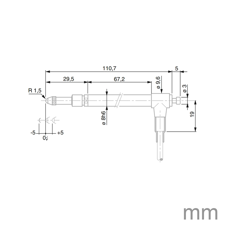 TESA 03230071 GT622-A Probe Pneumatic ± 5mm 1N