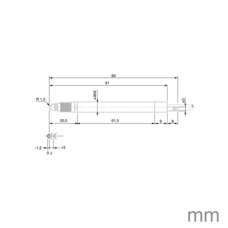 TESA 03230072 GTL211 Probe Linearized ± 2mm 0.63N