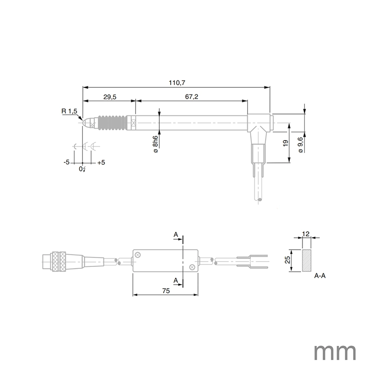TESA 03230087 GT62 DC Probe ± 5mm 0.9N