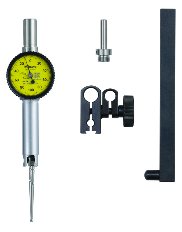 Dial Test Indicator, Pocket Type 0.5mm, 0.01mm, D=4/8 mm Stem, with Bracket 513-514-10T