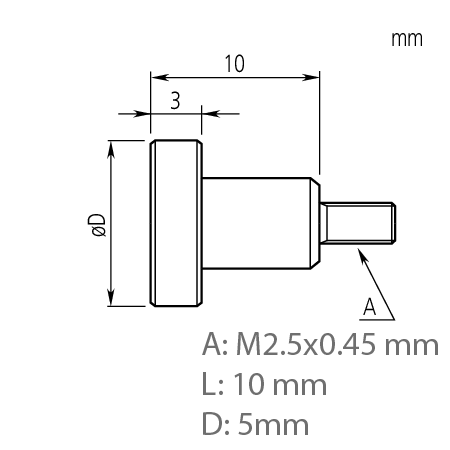 Mitutoyo 101117 Flat Contact Point, 10mm Diameter x 10mm length