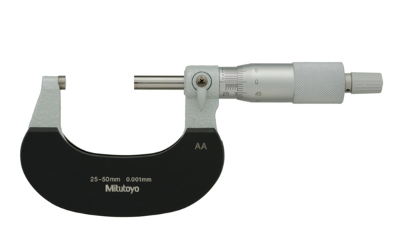 Mitutoyo Outside Micrometer with Heat Ins. Plate 25-50mm, Ratchet, 0,001mm 102-312