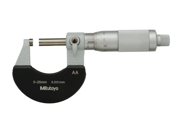 Mitutoyo Outside Micrometer with Heat Ins. Plate 0-25mm, Friction Thimble, 0,001mm 102-313