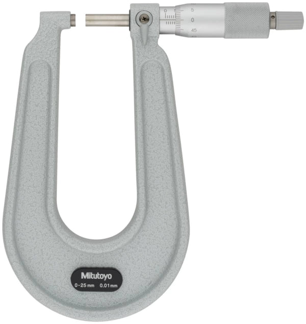 Sheet Metal Micrometer 0-25mm, Flat Anvil/Spindle, 100mm Throat 118-101