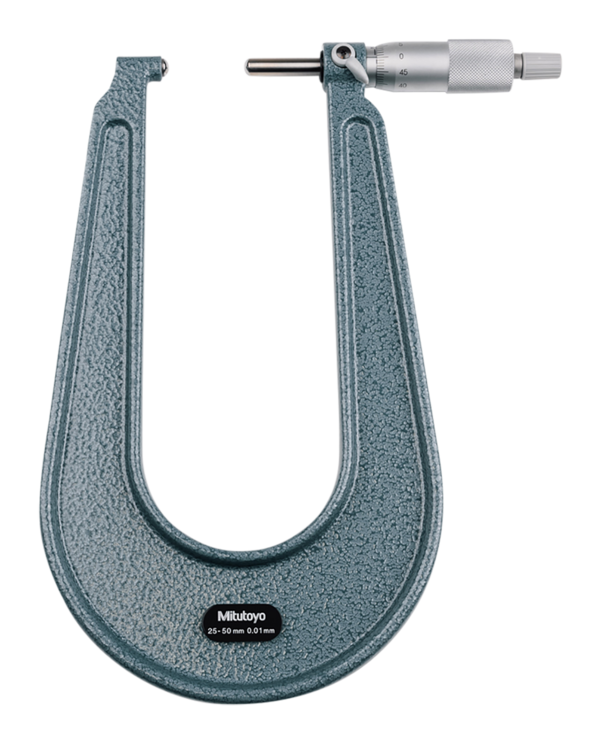 Sheet Metal Micrometer 25-50mm, Flat Anvil/Spindle, 150mm" Throat 118-126 Type C (S-S)