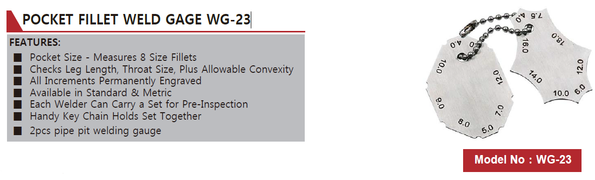 WG-23 Pocket Fillet Weld Gage