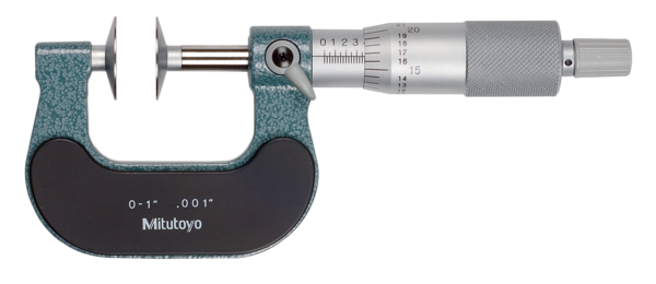 Mitutoyo Disc Micrometer, Hardened Steel Disks 0-1", Disk=20mm 123-125