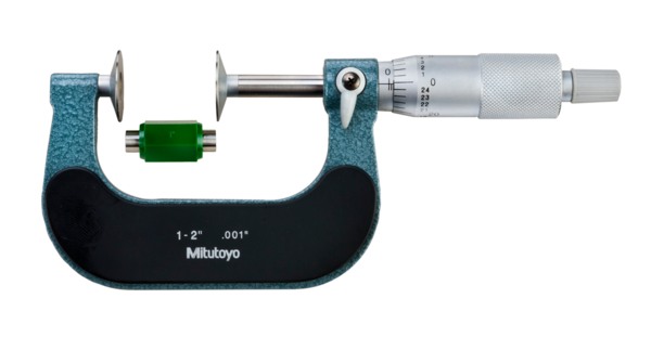 Mitutoyo Disc Micrometer, Hardened Steel Disks 1-2", Disk=20mm 123-126