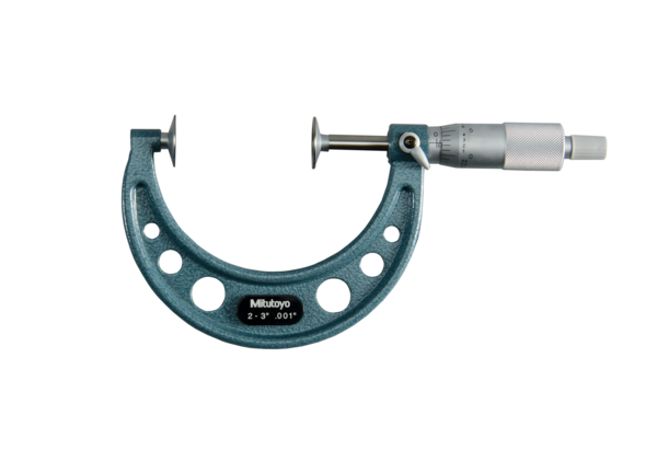 Mitutoyo Disc Micrometer, Hardened Steel Disks 2-3", Disk=20mm 123-127