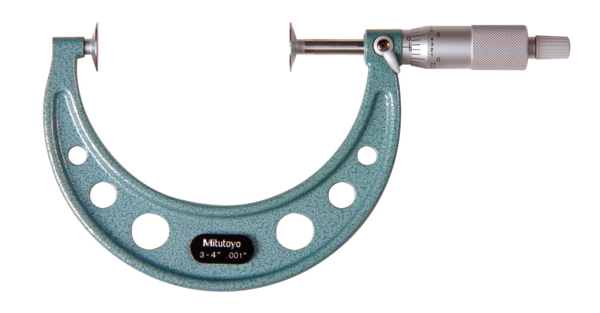 Mitutoyo Disc Micrometer, Hardened Steel Disks 3-4", Disk=20mm 123-128