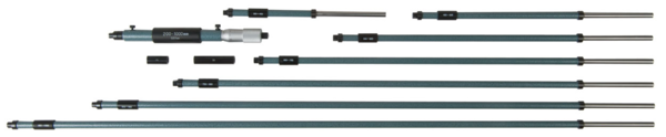 Mitutoyo Inside Micrometer, Interchangeable Rods 200-1000mm, with 8 Rods, Hardened Face 141-118