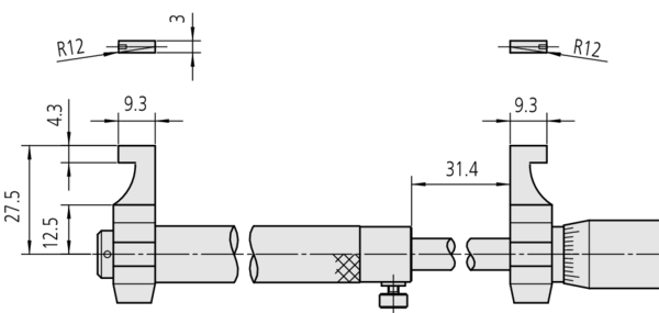 Mitutoyo Caliper Jaw Inside Micrometer 3-4" 145-196