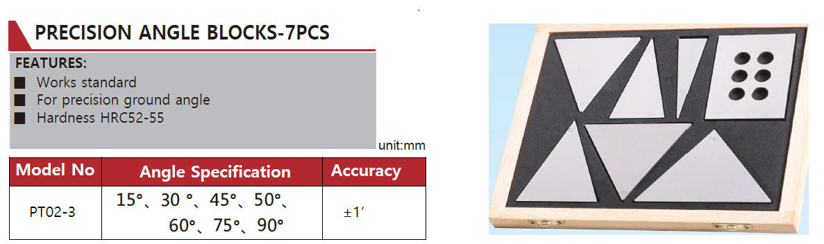 PT02-3 Precision Angle Blocks – 7pcs