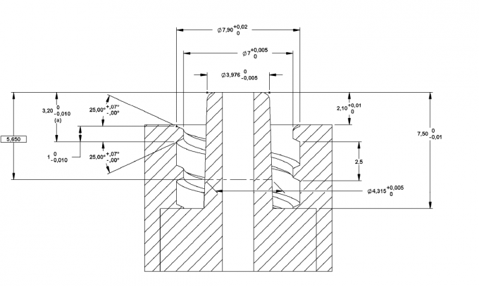 ISO 80369-7 Fig C.4 Luer Gauges Male Reference Conical Fitting For Testing Female Luer Lock Fittings For Leakage