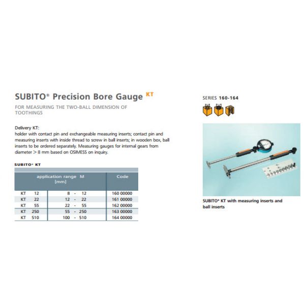Schwenk 16000000 Precision Bore Gauge KT12 Range 8-12mm For Measuring the Two-Ball Dimension of Toothings
