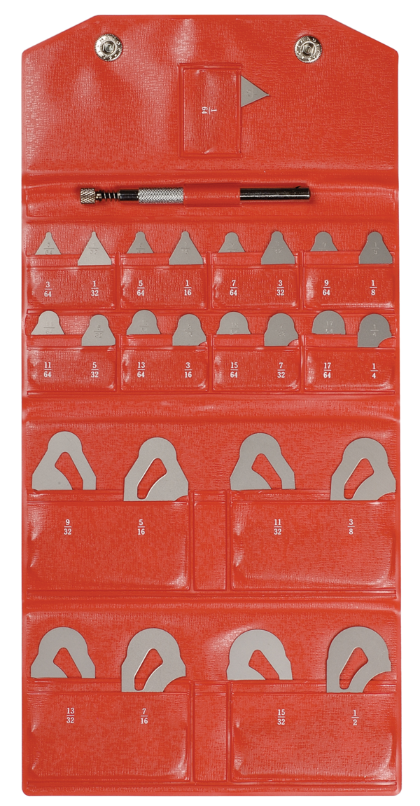 Radius Gauge 1/64–1/2” by 64ths & 1/32", 25 leaves 186-903