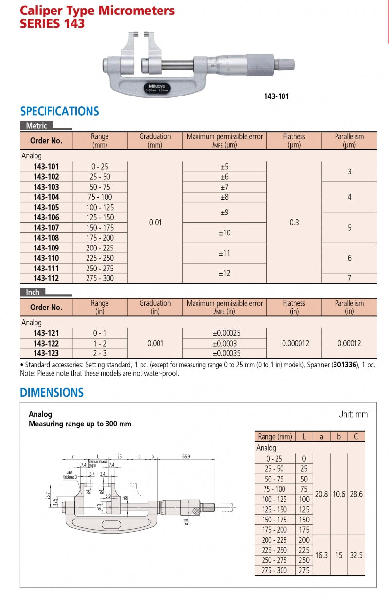 Mitutoyo Caliper Jaw Micrometer 100-125mm 143-105