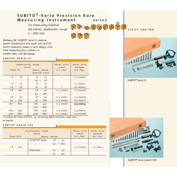 Schwenk 12200002 Vario SV Precision bore gauge range 10-18mm with carbide pins, Without Indicator