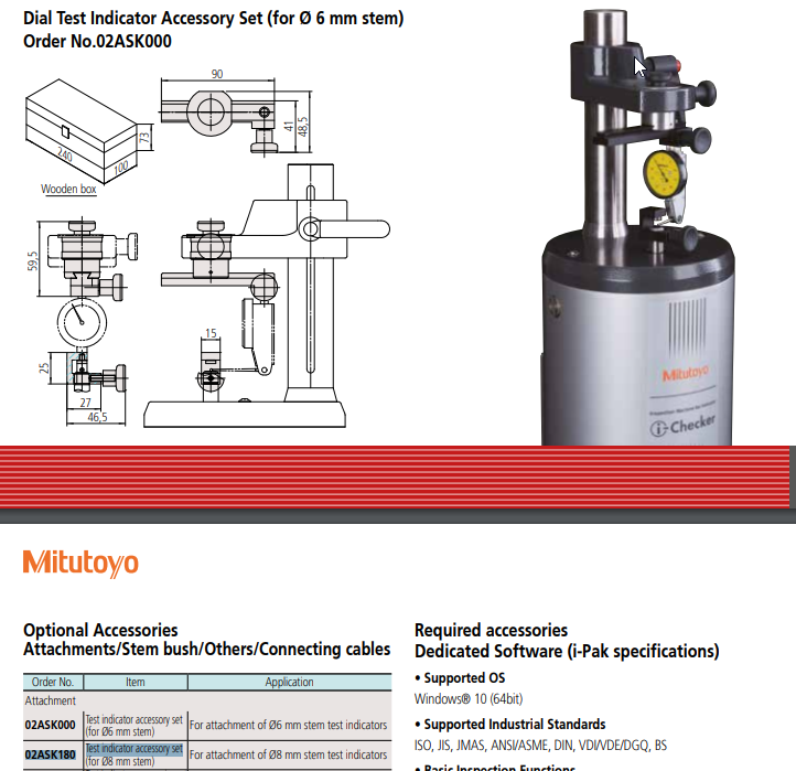 Test Indicator Holder with Knop For Ø8mm Stem 02ASK380