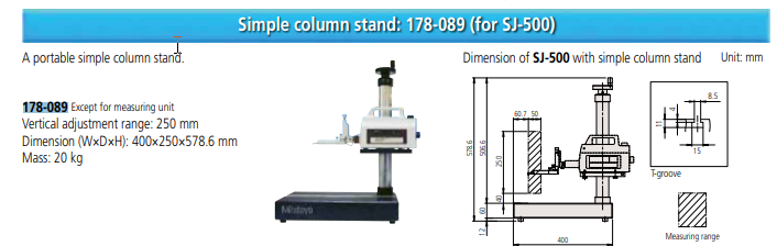 Granite stand 400x250x578mm for Surftest SJ-500 178-089
