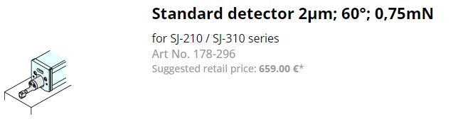 Mitutoyo 178-296 Standard detector 2µm; 0,75mN for SJ-210 / SJ-310 series