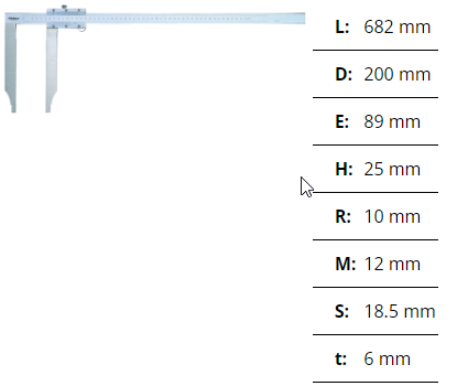 Mitutoyo Vernier Caliper, Long Jaw 0-500mm, 0,05mm, Metric 534-110