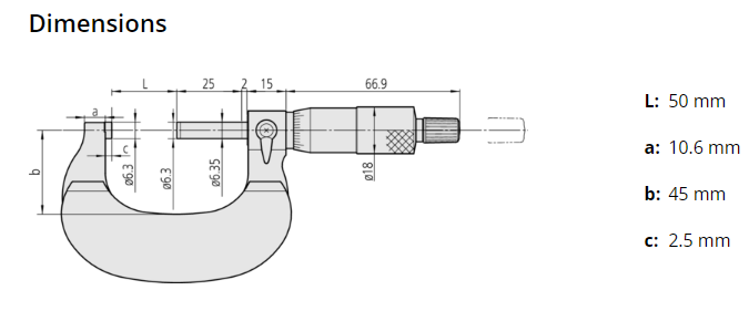 Mitutoyo Outside Micrometer with Heat Ins. Plate 50-75mm, 0,01mm 102-303