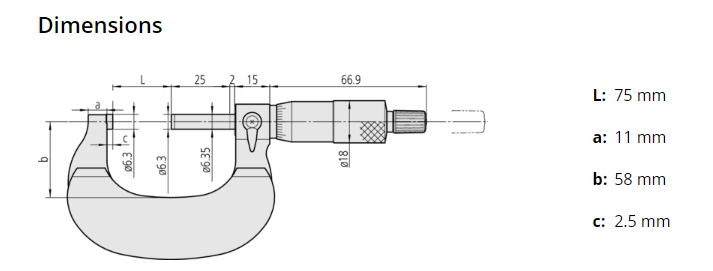 Mitutoyo Outside Micrometer with Heat Ins. Plate 75-100mm, 0,01mm 102-304