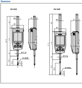 Digital Indicator High Accuracy ID-H, 60.9mm, BS AC-Adapter, .0005mm 543-563