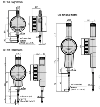 Mitutoyo Digital Indicator ID-C, ASME/ANSI Type Inch/Metric, 0,5", 0,0005", Flat Back 3/8" stem 543-712B