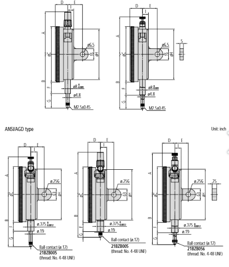 Dial Gauge, Flat Back, ANSI/AGD Type 3428AB-19, Face Diameter 3.07", Grad .001" x 4" Travel (Copy)