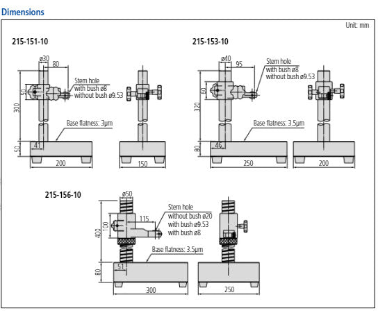 Gauge Stand with Granite Base 150x200mm 215-151-10
