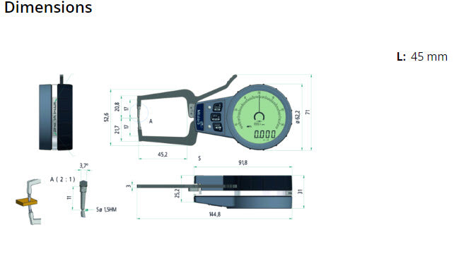 Mitutoyo External Digital groove Caliper Gauge 209-925, 0-15mm