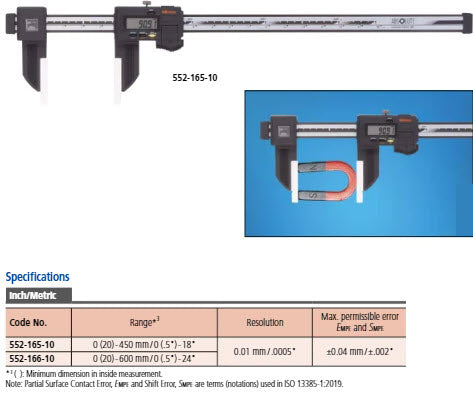 Mitutoyo Digital ABS Carb. Fibre Caliper Ceramic Inch/Metric, 0-600mm/0-24", IP66 552-166-10