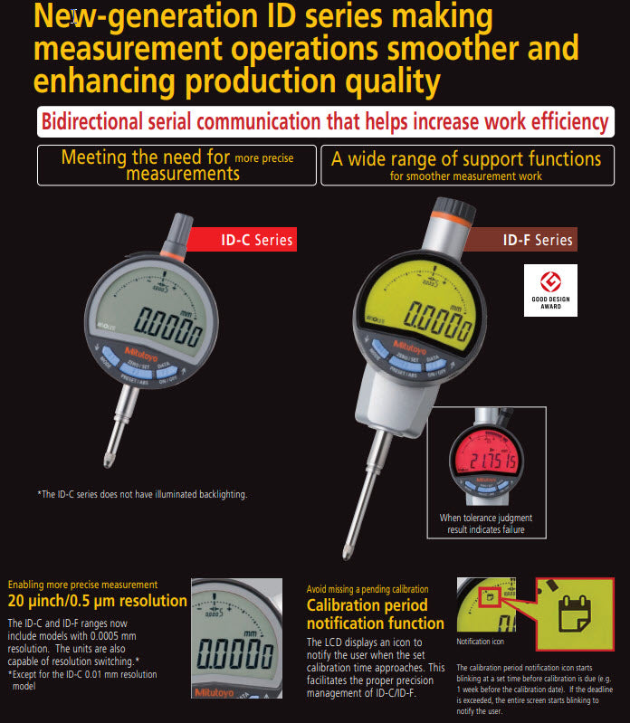 Digital Indicator ID-C Inch/Metric, 0,5", 0,00002", Lug Back Plate 543-701