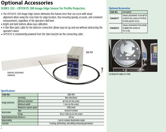332-151 OPTOEYE200 Edge detection sensor for QMData200