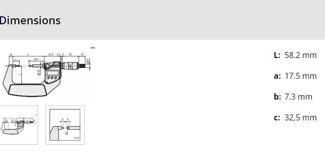 Mitutoyo Digital Spline Micrometer IP65 0-25mm, 2mm Measuring Face 331-261-30