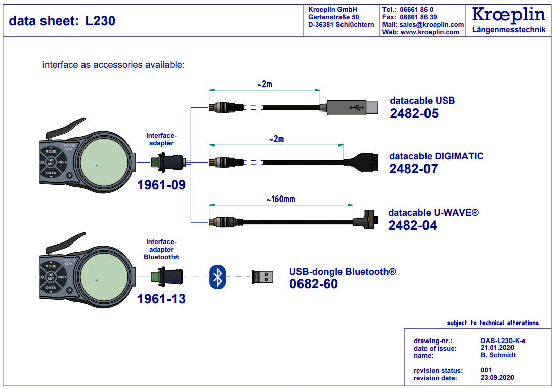 Kroeplin Internal Digital Caliper Gauge L230, 30-50mm ( Mitutoyo Equivalent 209-938)