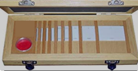 MHC 9100-9159 10 Gauge Blocks, Grade 1 .105, .210, .315, .420, .500, .605, .0625, .100,.125, .200,.250,.300,.500,1.000 & 2.000” 1 Optical Flat: 1” Dia. x.5125” Thickness, .000004", Flatness, .00002" Parallel