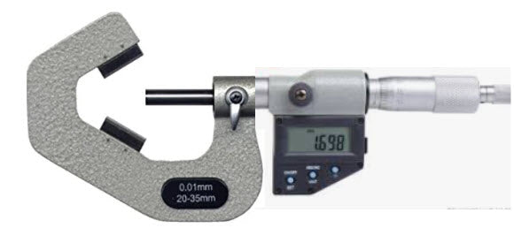Inspec 231-43-410 Vee Micrometer 3 Flute Range 20-35mm/.8-1.4'' Resolution .00005''/.001mm
