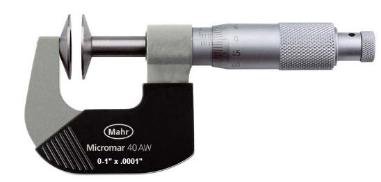 Mahr 40AW Mechanical Micrometers Micromar Non Rotating Disc Micrometer, Range 0-1'' x .0001'' 4134950