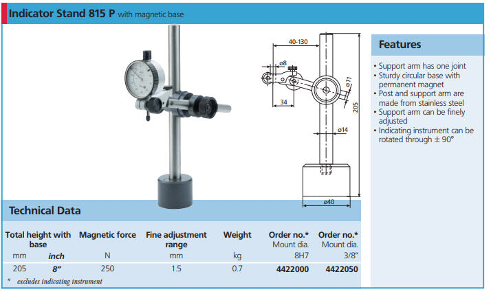 Mahr Magnet for magnetic base Product Code: 4425002 Permanent magnet plus threaded mounting hole • Underside of the base is flat • Magnetic force 250 N